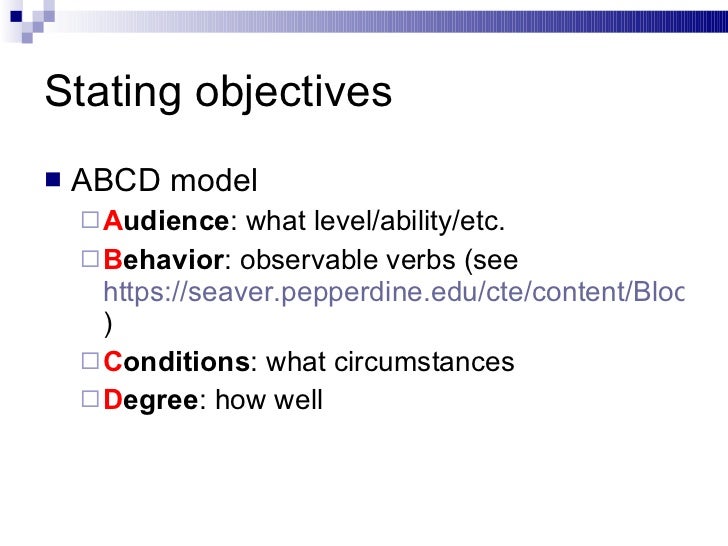 action verbs for instructional objectives