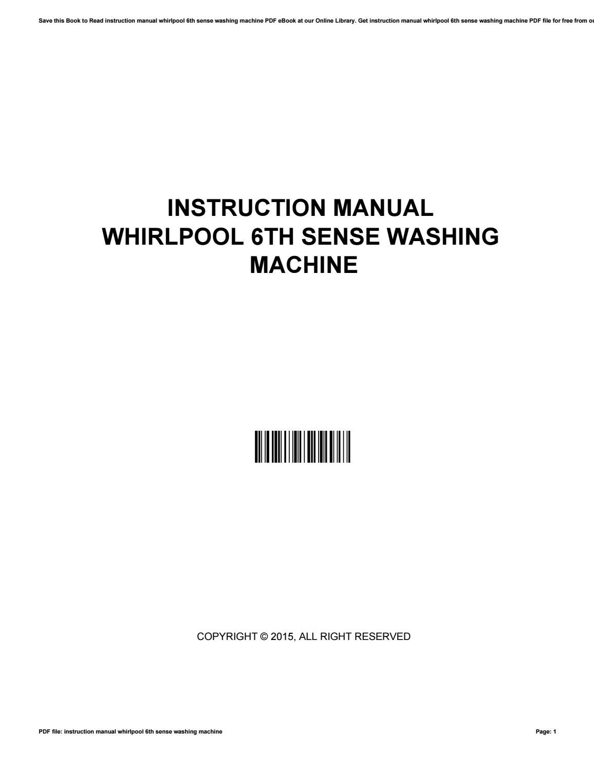 simpson washing machine instruction booklet