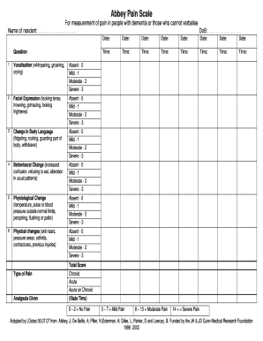 Abbey Pain Chart Printable