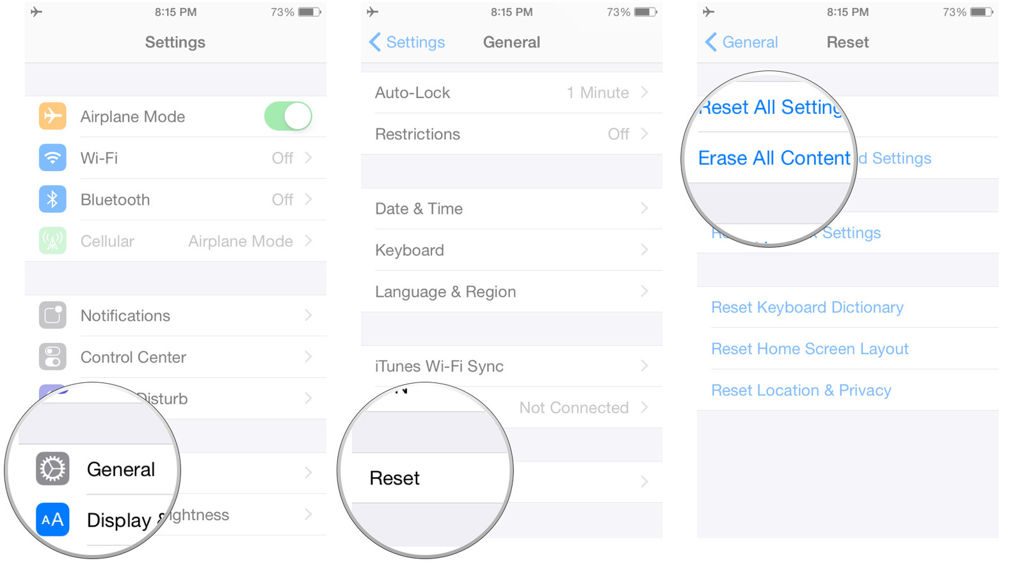 instructions to restore an iphone to factory settings