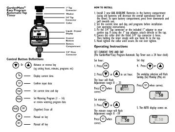 pope manual tap timer instructions